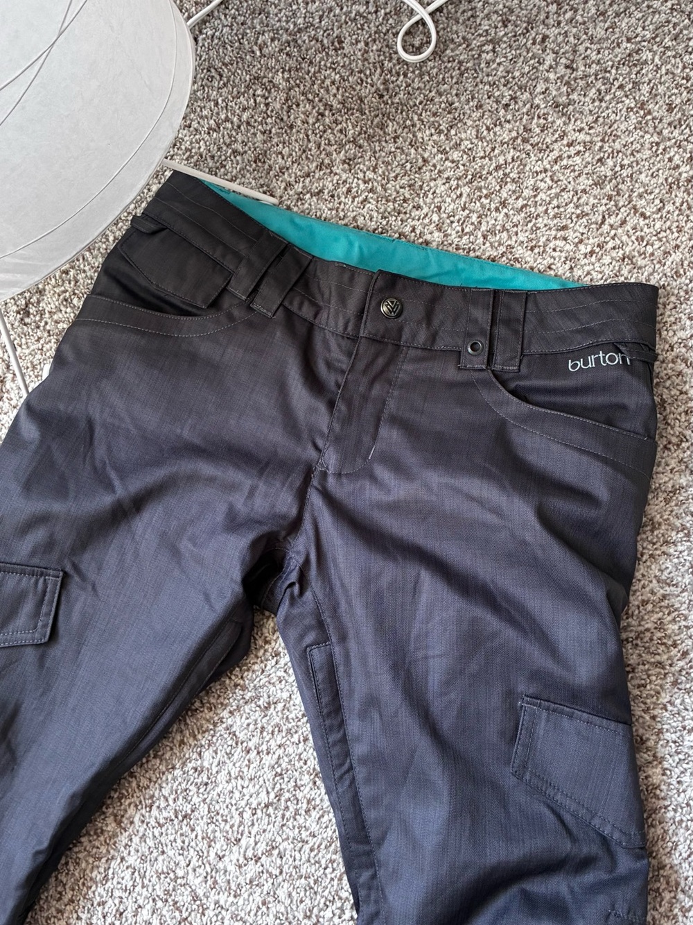 Burton Black Snow/Ski Pants with Teal Waist Lining